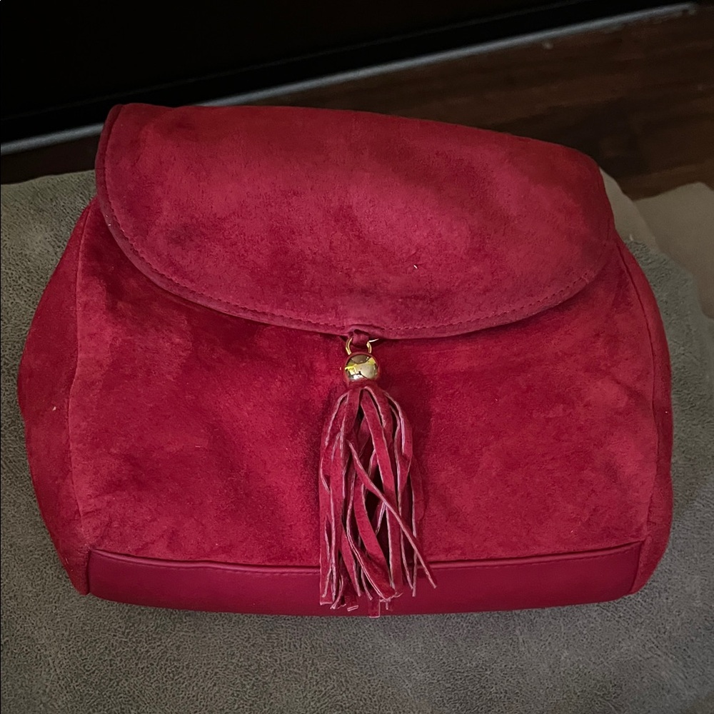 Laura Scott Crimson Suede Shoulder Bag